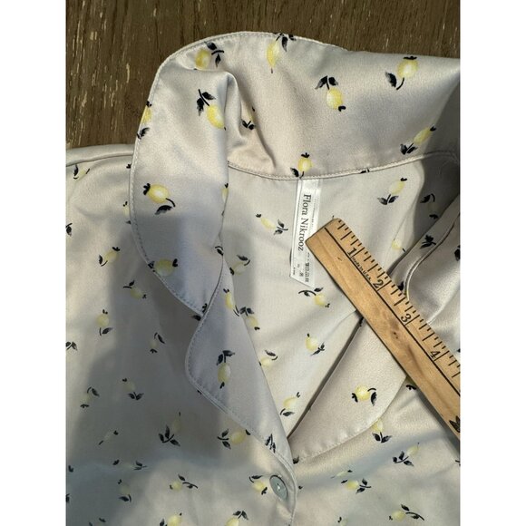 Flora Nikrooz Lace Trim Short Pajamas- Size Small All Over Lemon Print - Picture 4 of 9